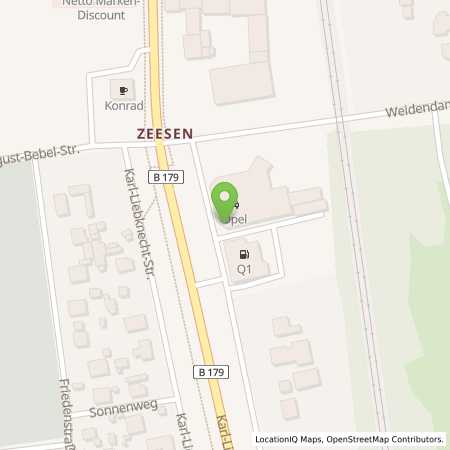 Standortübersicht der Benzin-Super-Diesel Tankstelle: Q1 Tankstelle in 15711, Zeesen