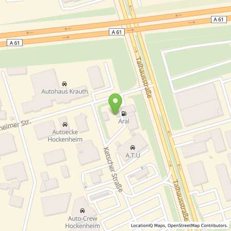 Standortübersicht der Benzin-Super-Diesel Tankstelle: Aral Tankstelle in 68766, Hockenheim
