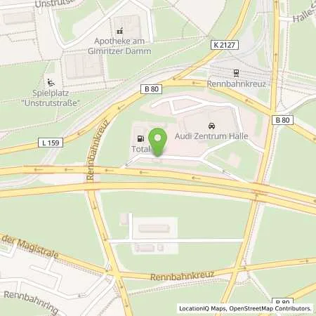 Standortübersicht der Tankstelle TotalEnergies Halle in 06124 Halle