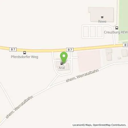 Standortübersicht der Tankstelle Aral Tankstelle in 99831 Creuzburg