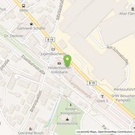 Standortübersicht der Tankstelle Shell Koenigsbronn Heidenheimer Str. 6 in 89551 Koenigsbronn