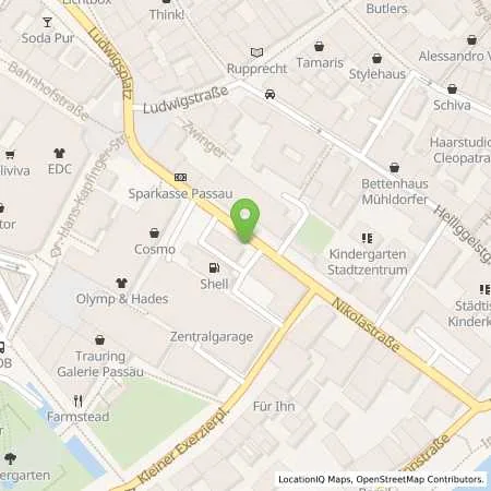 Standortübersicht der Tankstelle Shell Passau Nikolastr. 4 in 94032 Passau
