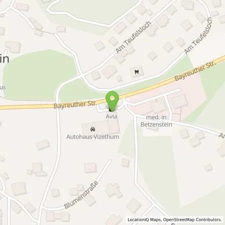 Standortübersicht der Tankstelle AVIA Tankstelle in 91282 Betzenstein