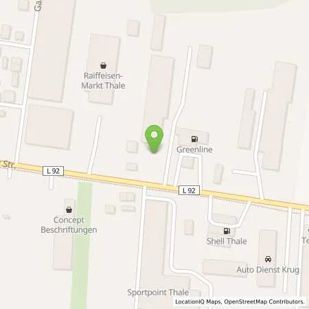 Standortübersicht der Tankstelle Greenline Thale in 06502 Thale