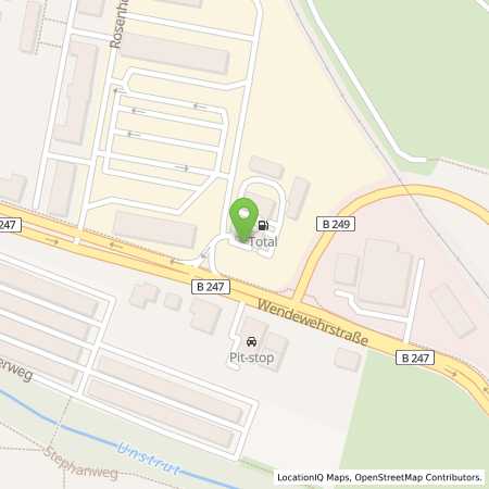 Standortübersicht der Benzin-Super-Diesel Tankstelle: TotalEnergies Muehlhausen in 99974, Muehlhausen