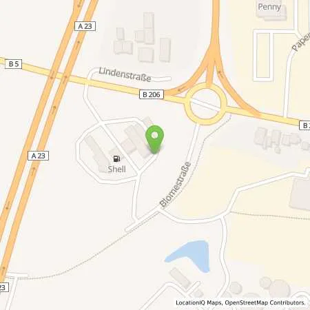 Standortübersicht der Tankstelle Shell Itzehoe Lindenstr. 253 in 25524 Itzehoe
