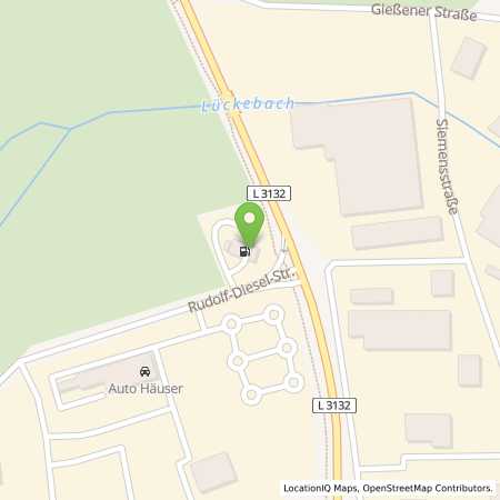 Standortübersicht der Benzin-Super-Diesel Tankstelle: Mengin Tank-Stop Pohlheim in 35415, Pohlheim