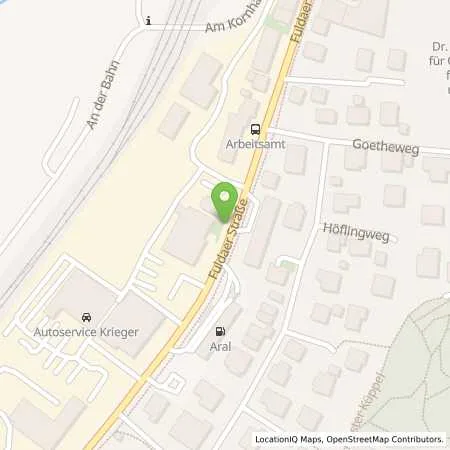 Standortübersicht der Tankstelle Aral Tankstelle in 36088 Hünfeld
