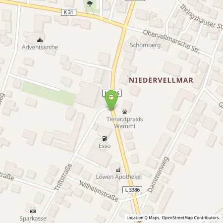 Standortübersicht der Tankstelle Esso Tankstelle in 34246 VELLMAR