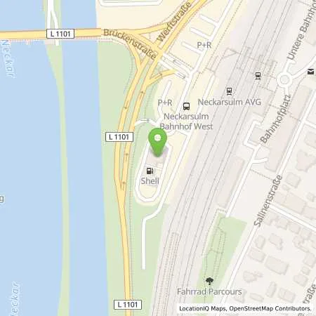 Standortübersicht der Tankstelle Shell Neckarsulm Kanalstr. 1 in 74172 Neckarsulm