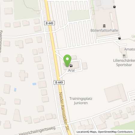 Standortübersicht der Benzin-Super-Diesel Tankstelle: Aral Tankstelle in 64285, Darmstadt