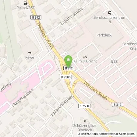 Standortübersicht der Tankstelle BIBERACH - WALDSEER STR. 107 in 88400 Biberach