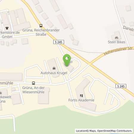 Standortübersicht der Benzin-Super-Diesel Tankstelle: Esso Tankstelle in 09224, GRUENA