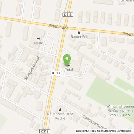 Standortübersicht der Tankstelle TotalEnergies Wilhelmshaven in 26389 Wilhelmshaven