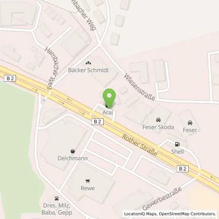 Standortübersicht der Tankstelle Aral Tankstelle in 91126 Schwabach
