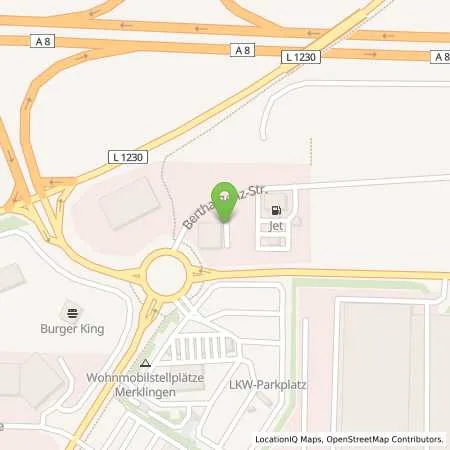 Standortübersicht der Tankstelle JET MERKLINGEN BERTHA-BENZ-STR 4 in 89188 MERKLINGEN