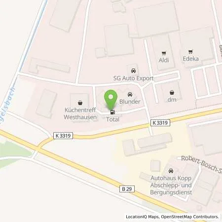 Standortübersicht der Tankstelle TotalEnergies Westhausen in 73463 Westhausen