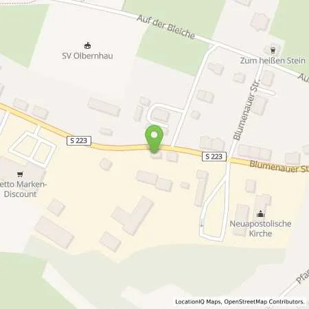 Standortübersicht der Tankstelle TotalEnergies Olbernhau in 09526 Olbernhau