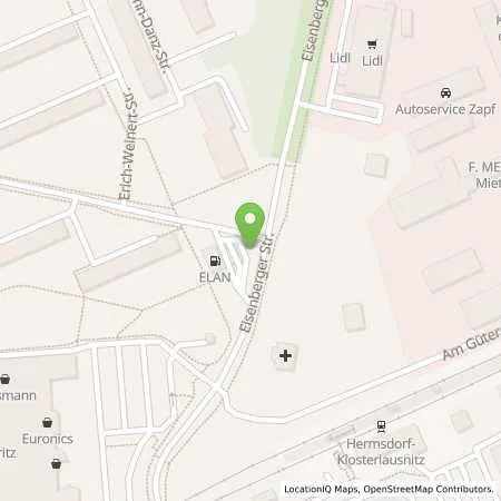 Standortübersicht der Tankstelle Elan Hermsdorf in 07629 Hermsdorf
