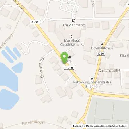 Standortübersicht der Tankstelle Aral Tankstelle in 23909 Ratzeburg