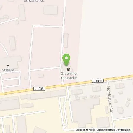 Standortübersicht der Tankstelle Greenline Bleicherode in 99752 Bleicherode