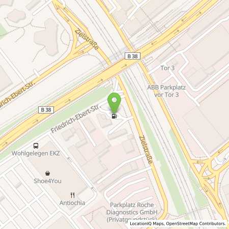 Standortübersicht der Benzin-Super-Diesel Tankstelle: ELO Mannheim in 68169, Mannheim