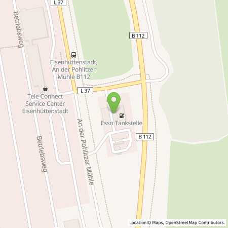 Standortübersicht der Benzin-Super-Diesel Tankstelle: Esso Tankstelle in 15890, EISENHUETTENSTADT