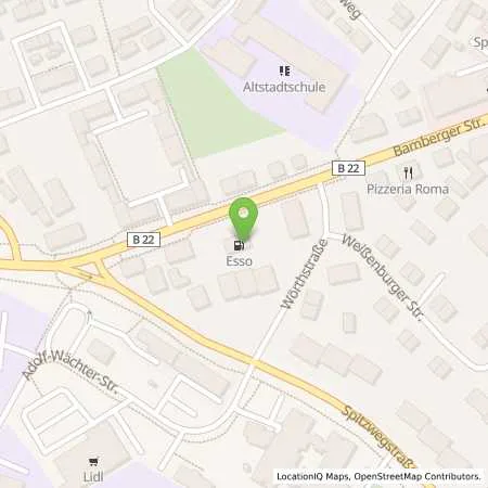Standortübersicht der Tankstelle Esso Tankstelle in 95445 BAYREUTH