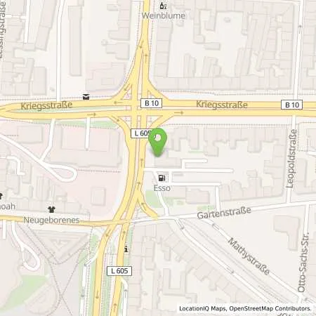 Standortübersicht der Tankstelle Esso Tankstelle in 76133 KARLSRUHE