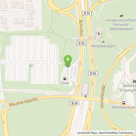 Standortübersicht der Benzin-Super-Diesel Tankstelle: Shell Dortmund Ruhrallee 125 in 44139, Dortmund