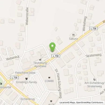 Standortübersicht der Tankstelle Fricke in 32758 Detmold