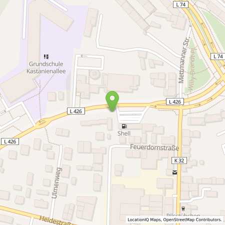 Standortübersicht der Benzin-Super-Diesel Tankstelle: Shell Velbert Rheinlandstr. 25-27 in 42549, Velbert