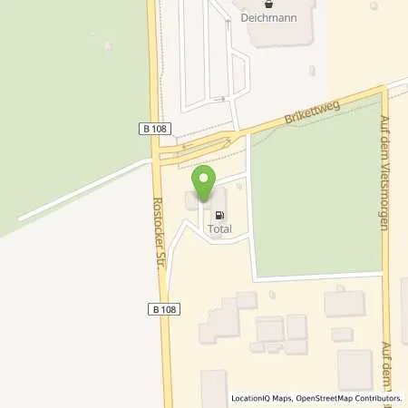 Standortübersicht der Tankstelle TotalEnergies Teterow in 17166 Teterow