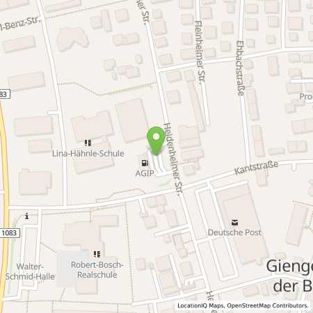 Standortübersicht der Benzin-Super-Diesel Tankstelle: GIENGEN - HEIDENHEIMER STRASSE 47 in 89537, Giengen
