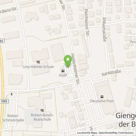 Standortübersicht der Tankstelle GIENGEN - HEIDENHEIMER STRASSE 47 in 89537 Giengen