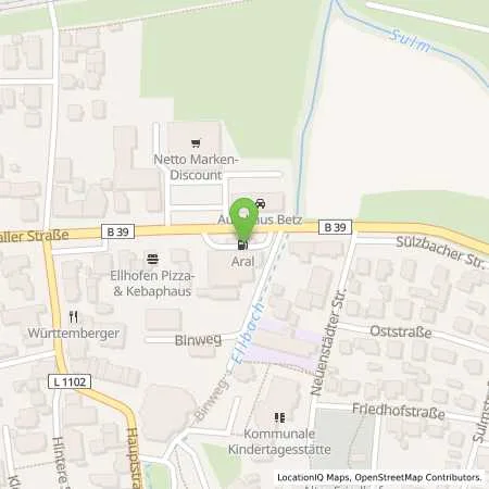 Standortübersicht der Tankstelle Aral Tankstelle in 74248 Ellhofen