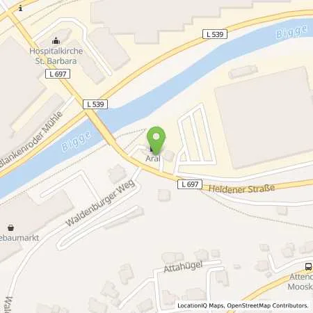 Standortübersicht der Tankstelle Aral Tankstelle in 57439 Attendorn