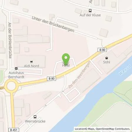 Standortübersicht der Tankstelle Witzenhausen, Unter den Weinbergen 1b in 37213 Witzenhausen