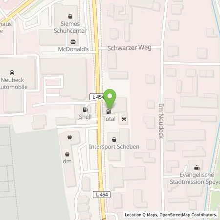 Standortübersicht der Tankstelle TotalEnergies Speyer in 67346 Speyer