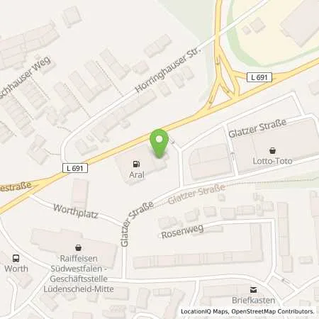 Standortübersicht der Tankstelle Aral Tankstelle in 58511 Lüdenscheid
