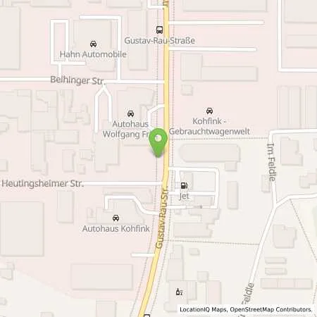 Standortübersicht der Tankstelle JET BIETIGHEIM-BISSINGEN GUSTAV-RAU-STR. 14 in 74321 BIETIGHEIM-BISSINGEN