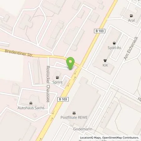 Standortübersicht der Tankstelle JET GUESTROW ROSTOCKER CHAUSSEE 10 in 18273 GUESTROW