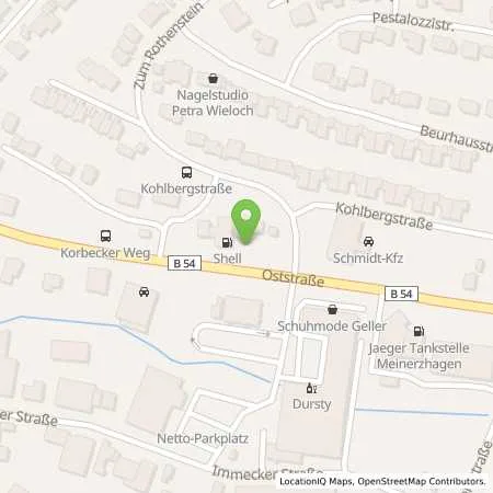 Standortübersicht der Tankstelle Shell Meinerzhagen Oststr. 29 in 58540 Meinerzhagen