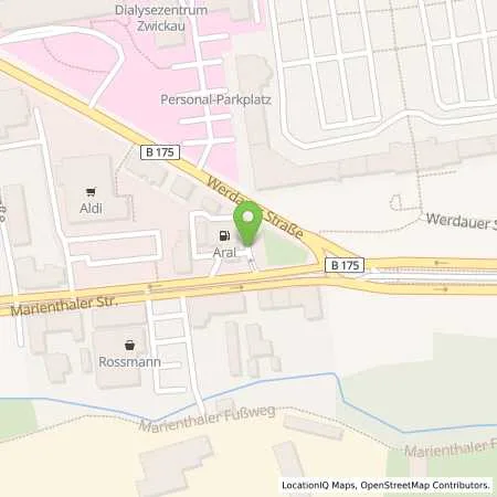 Standortübersicht der Tankstelle Aral Tankstelle in 08060 Zwickau