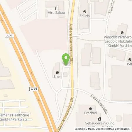 Standortübersicht der Tankstelle Shell Forchheim Aeuussere Nuernberger Str. 70 in 91301 Forchheim