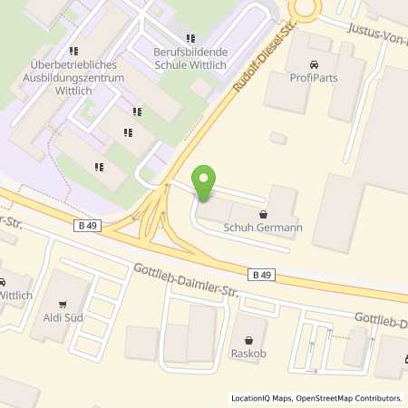Standortübersicht der Benzin-Super-Diesel Tankstelle: Raiffeisen Tankstelle Wittlich in 54516, Wittlich