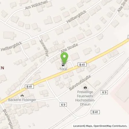 Standortübersicht der Tankstelle TotalEnergies Hochstetten in 55606 Hochstetten