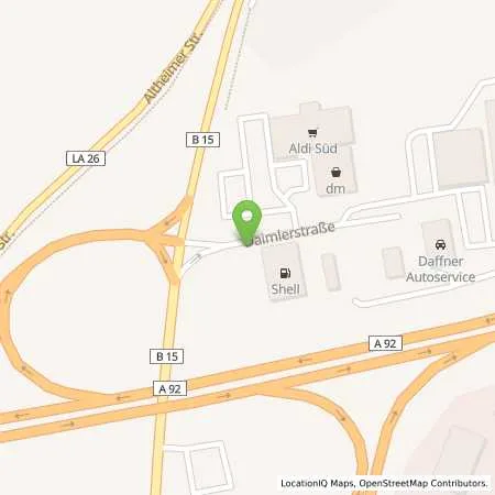 Standortübersicht der Tankstelle Shell Essenbach/Altheim Daimlerstr. 2 in 84051 Essenbach/Altheim