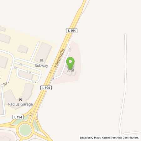 Standortübersicht der Benzin-Super-Diesel Tankstelle: Aral Tankstelle in 50321, Brühl
