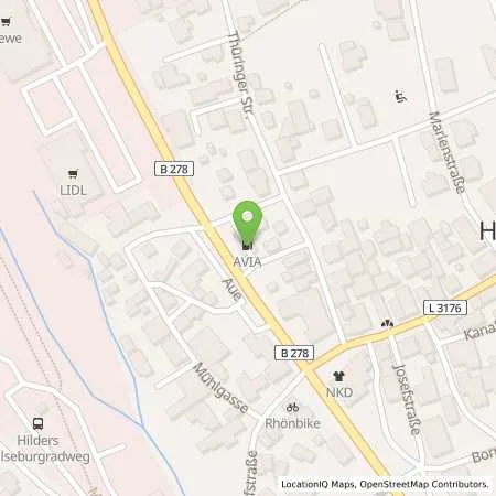 Standortübersicht der Tankstelle J.Knittel Söhne GmbH in 36115 Hilders